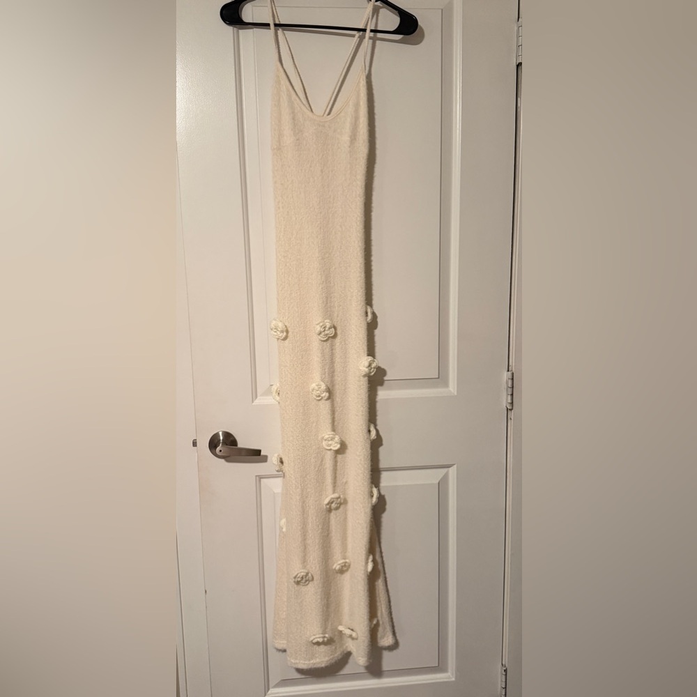 Cream Dress with Floral Accents